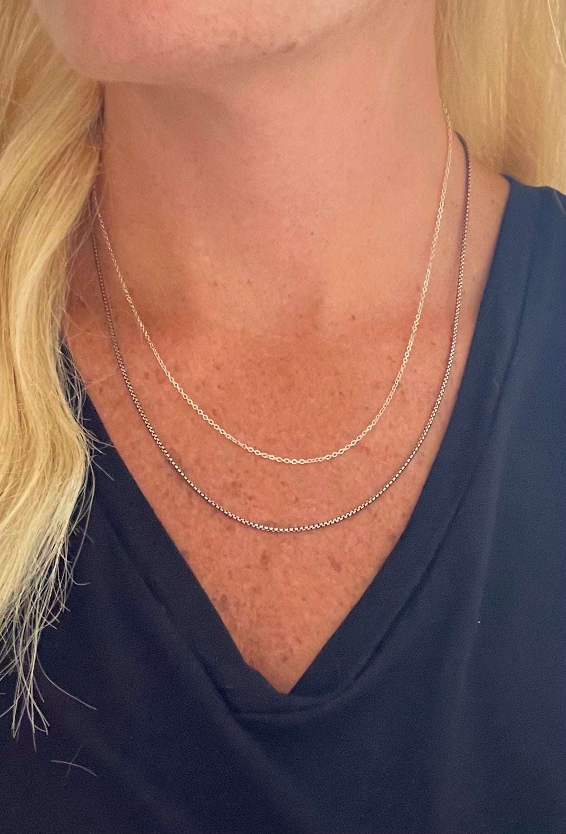 Sterling Silver Oxidized Box Chain
