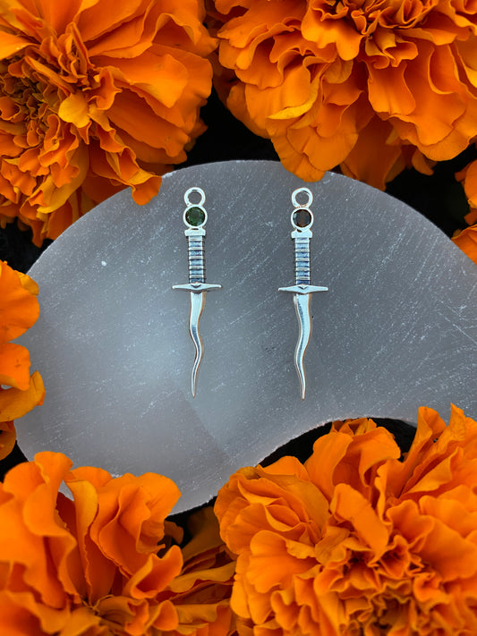 Sterling Silver Athame Pendant with Tourmaline